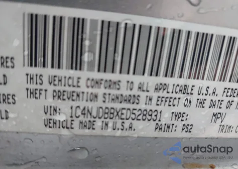 2014 Jeep Compass Sport z USA, uszkodzony, nr VIN 1C4NJDBBXED528931